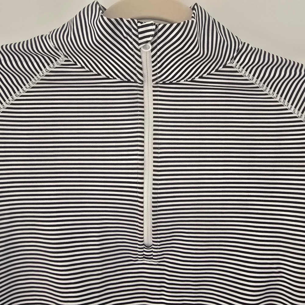 Southern Tide Womens XS Striped Quarter Zip Performance Pullover Black White